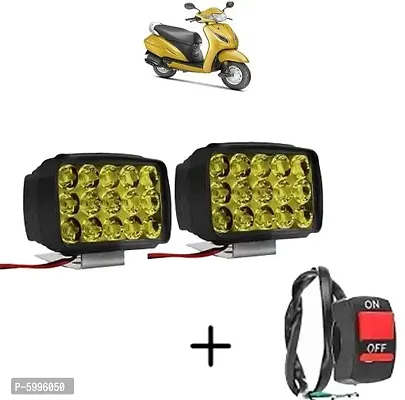 15 Led Yellow Fog Lights With Switch For Bikes And Cars High Power, Heavy Clamp And Strong Abs Plastic For Bike, Scooter and Car