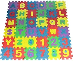 Toy Park Kids Alphanumeric EVA MAT Puzzle for Kids Indoor  Outdoor, Sensory Playmat for Babies with Alphabet  Numbers (1x1ftx9mm)- Pack of 36 Pieces Multicolor-thumb2