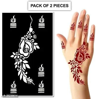 Henna Stencil Tattoo Sticker for Girls, Women, Kids, Unisex Design | Set of 2 pieces