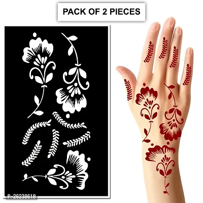 Henna Stencil Tattoo Sticker for Girls, Women, Kids, Unisex Design | Set of 2 pieces