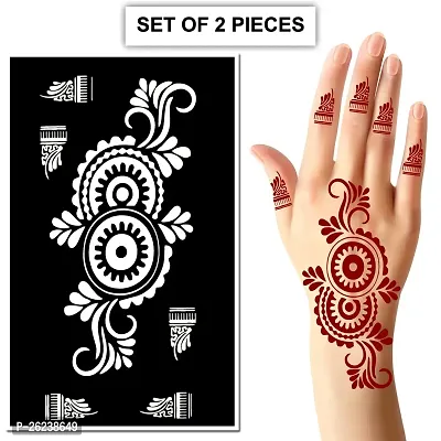 Henna Stencil Tattoo Sticker for Girls, Women, Kids, Unisex Design | Set of 2 pieces