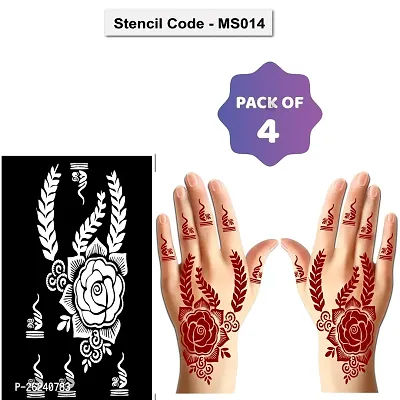 Henna Stencil Tattoo Sticker Design for Girls, Women, Kids, Unisex Design | Set of 4 pieces-thumb0