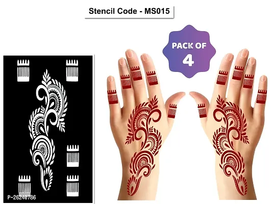 Henna Stencil Tattoo Sticker Design for Girls, Women, Kids, Unisex Design | Set of 4 pieces-thumb0