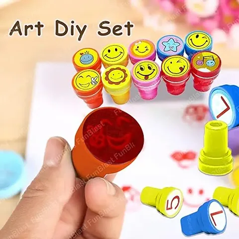 Emoji Stamp Pack of 10 Smile Design Face Stamps Toys for Kids