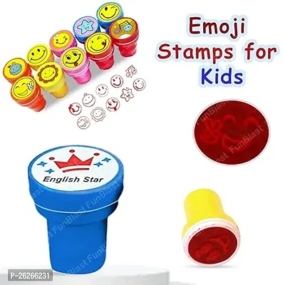 Emoji Stamp Pack of 10 Smile Design Face Stamps Toys for Kids-thumb0