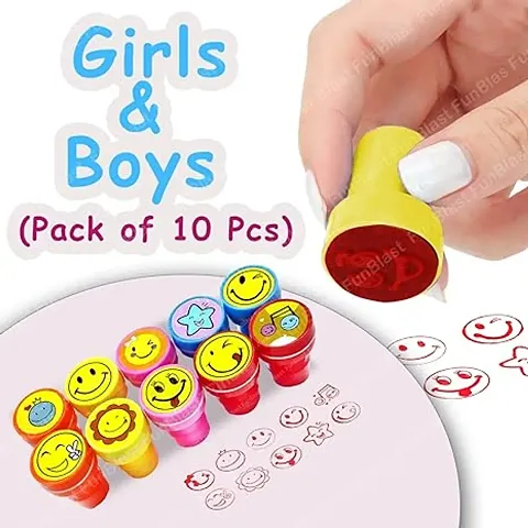 Emoji Stamp Pack of 10 Smile Design Face Stamps Toys for Kids