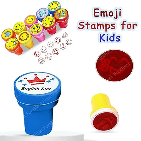 Emoji Stamp Pack of 10 Smile Design Face Stamps Toys for Kids