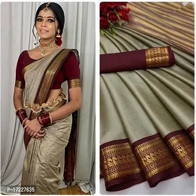 Fancy Cotton Silk Saree with Blouse Piece for Women