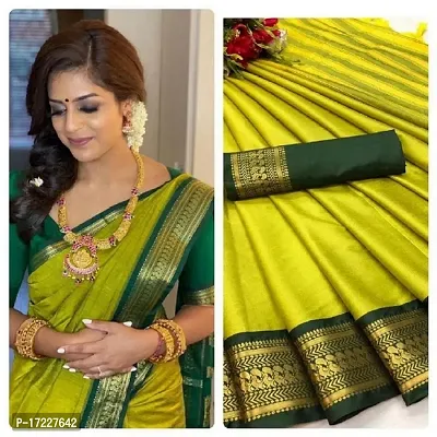 Fancy Cotton Silk Saree with Blouse Piece for Women