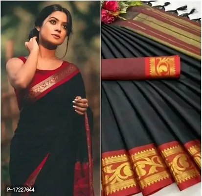 Fancy Cotton Silk Saree with Blouse Piece for Women-thumb0