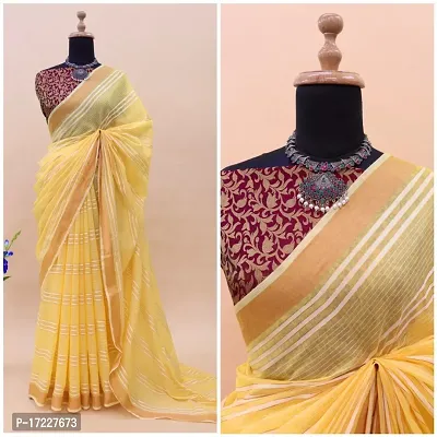 Fancy Cotton Silk Saree with Blouse Piece for Women-thumb0