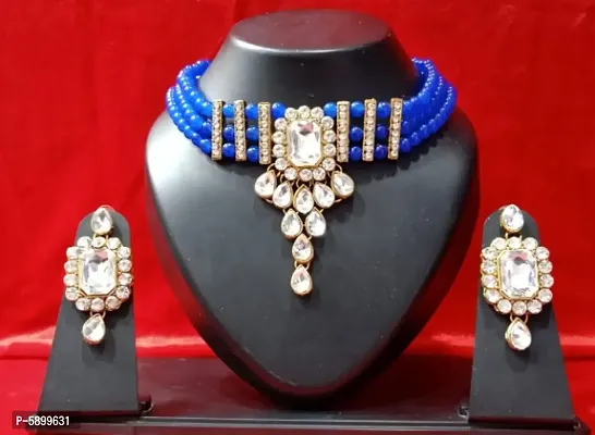 Elite Alloy Gold Plated Artificial Stones And Beads Jewellery Set For Women-thumb0