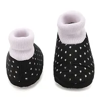 Cute Small Star Black Baby Infant Soft Booties-thumb1