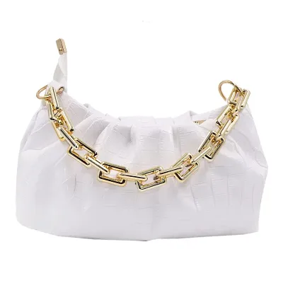 Bags, White Purse With Gold Chain
