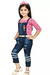 Fabulous Denim Printed Basic Jumpsuit For Baby Girls-thumb2