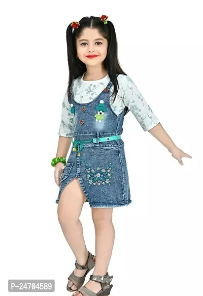 Fabulous Denim Printed Basic Jumpsuit For Baby Girls-thumb3