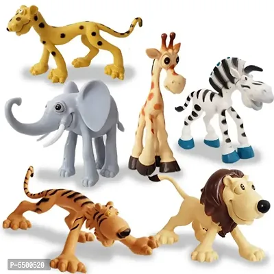 TrifleArte Funny Animal Figure Playset (Multicolour) Pack Of 6pc-thumb0
