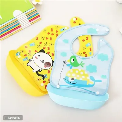 PACK OF 2 Baby Silicon Reusable Washable Tokri BIB For Kids-thumb0