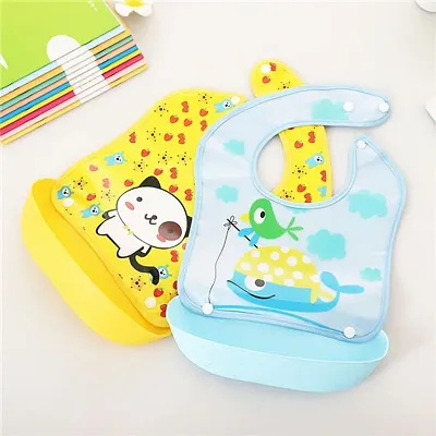 PACK OF 2 Baby Silicon Reusable Washable Tokri BIB For Kids