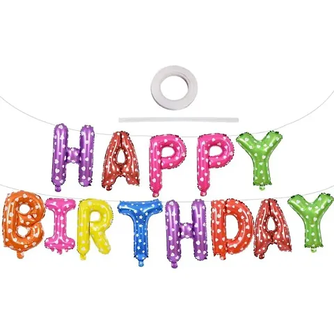 (16 Inch) Happy Birthday Letter Foil Balloon Birthday Party Supplies , Happy Birthday Balloons for Party Decoration - Multicolour