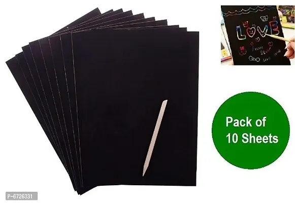 Colorful Scratch Drawing Papers, 10 Sheets  1 Scratch Tool A4 Size-thumb0