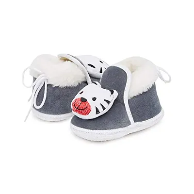 3D Plush Soft Cotton Fur Fabric Light Weight Newborn Infant Non Slip Anti Skid Sole for Baby Girl Baby Boy Shoes Bootie 6-12 Months