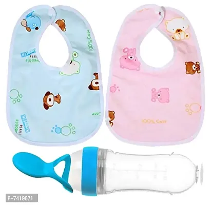 PACK OF 2 REUSABLE BIB AND SPOON BOTTLE FEEDER 90ML