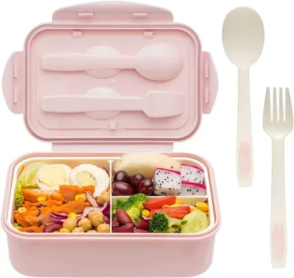 Adults and Kids - 1400ML Lunch Box With Spoon  Fork - Durable, Leak-Proof for On-the-Go Meal, BPA-Free and Food-Safe Materials