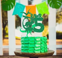 Dinosaur Cake Topper | Green Glitter Rawr I'm 5 Cake Topper for Fifth Birthday | Animal Theme Happy Birthday Cake Decorations | Birthday Party Decorations | Kids Party-thumb2