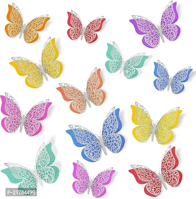 3D Butterfly Wall Decor, 24 Pcs Butterfly Decorations Double Layers Wall Stickers for Party Decorations Baby Show Decorations Wedding Decor Room Dcor DIY Gift (Gold)