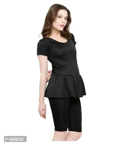 BLACK COLOUR LADIES / WOMEN / GIRLS BLACK FROCK STYLE WITH ATTACHED SHORTS SWIMMING COSTIME / SWIMMING DESS / SWIM DRESS / SWIM WEAR-thumb3