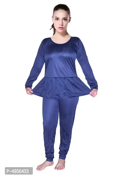 Navy Blue Concious Full Sleeves Full Legs Frock Style Ladies / Girls Swimming Costume / Swim Dress