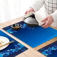 RMDecor Rectangular PVC Table Placemats/Mat for Dining Table Kitchen (Set of 6 Piece). Washable, Waterproof, Plastic (11x17 Inches,Blue-thumb2