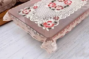 RMDecor Decorative Design Cotton Centre Table Cover 1 Piece (40 * 60 Inches) - Cream Flower Design-thumb1