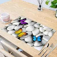 RMDecor Rectangular PVC Table Placemats/Mat for Dining Table Kitchen,Fridge mat (Multi Purpose), (Set of 6 Piece). Washable, Waterproof, Plastic (11x17 Inches, Multi Color,Stone, Butterfly Design)-thumb4