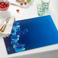 RMDecor Rectangular PVC Table Placemats/Mat for Dining Table Kitchen (Set of 6 Piece). Washable, Waterproof, Plastic (11x17 Inches,Blue-thumb3