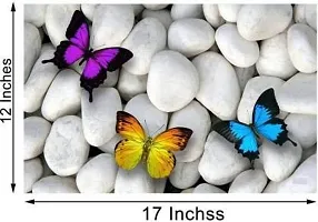 RMDecor Rectangular PVC Table Placemats/Mat for Dining Table Kitchen,Fridge mat (Multi Purpose), (Set of 6 Piece). Washable, Waterproof, Plastic (11x17 Inches, Multi Color,Stone, Butterfly Design)-thumb1