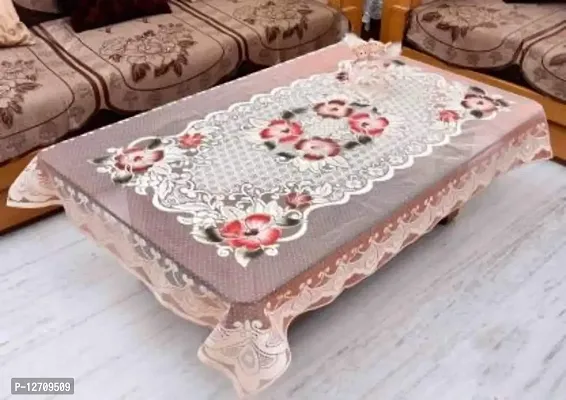 RMDecor Decorative Design Cotton Centre Table Cover 1 Piece (40 * 60 Inches) - Cream Flower Design-thumb0