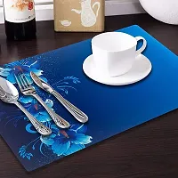 RMDecor Rectangular PVC Table Placemats/Mat for Dining Table Kitchen (Set of 6 Piece). Washable, Waterproof, Plastic (11x17 Inches,Blue-thumb4