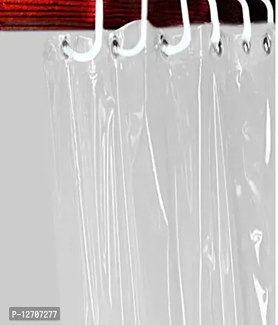 RMDecor Presents Plastic Solid AC Curtain 10 ft Length, 8 Rings Included, Size-4.5 ft Wide x 10 ft Long, 0.15 mm, Non Washable only Wipe Off Material Made Curtain (Transparent)-thumb0