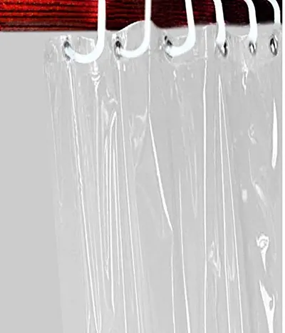 RMDecor Presents Plastic Solid AC Curtain 10 ft Length, 8 Rings Included, Size-4.5 ft Wide x 10 ft Long, 0.15 mm, Non Washable only Wipe Off Material Made Curtain (Transparent)