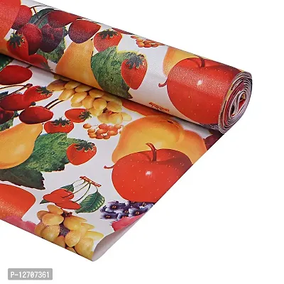 RMDecor 10 Meter Length Shelf Liners for Kitchen Shelves Cover; Drawer Shelf Mat, Sheets for Shelves mats, Waterproof Anti Slip mat for Kitchen-Fruit Printed Check-thumb0