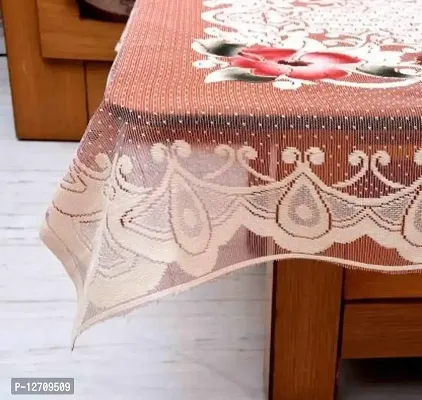 RMDecor Decorative Design Cotton Centre Table Cover 1 Piece (40 * 60 Inches) - Cream Flower Design-thumb4