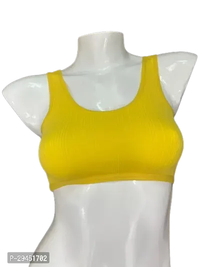 Stylish Yellow Cotton Solid Non Padded Bra For Women-thumb0