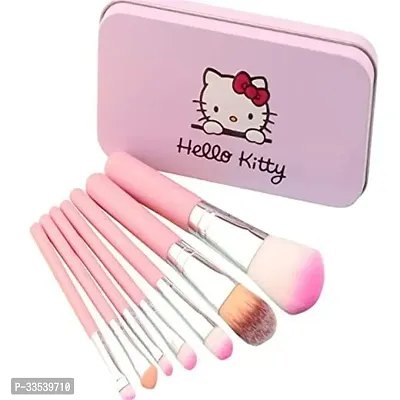 Makeup Mini Hello Kitty Brush with Storage Box (Set of 7 Pieces) (Multicolor)-thumb0