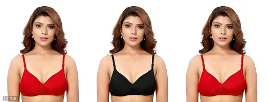 Stylish Multicoloured Cotton Blend Bras For Women Pack Of 3-thumb0