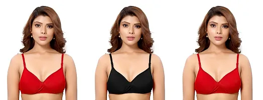 Stylish Multicolored Cotton Blend Non Padded Bras For Women Pack Of 3