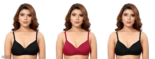 Stylish Multicoloured Cotton Blend Bras For Women Pack Of 3-thumb0