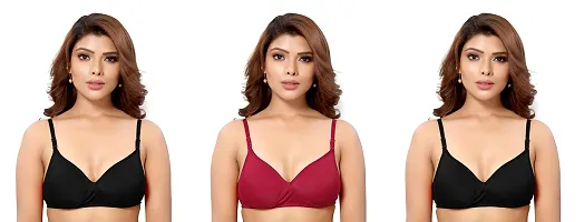 Stylish Multicolored Cotton Blend Non Padded Bras For Women Pack Of 3