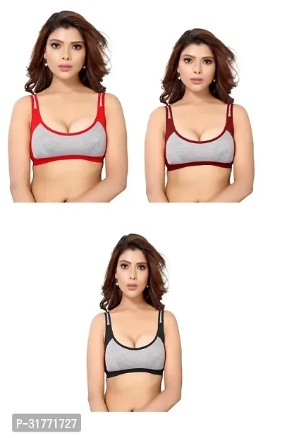 Stylish Multicoloured Cotton Bras For Women Pack Of 3-thumb0